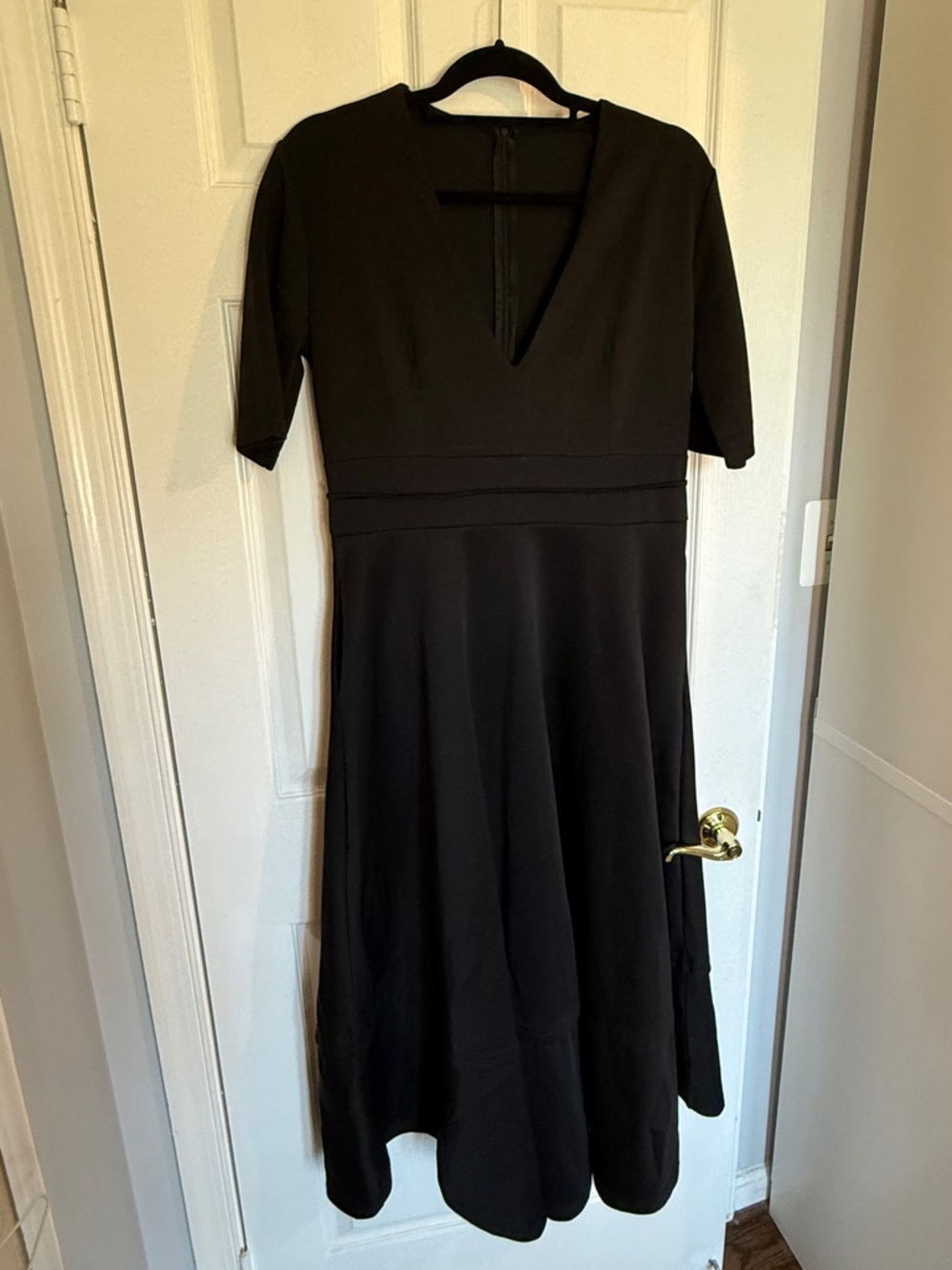 Classic Black V-Neck Maxi Dress - XL